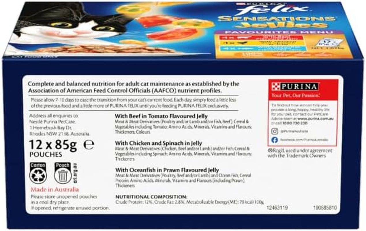 Sensations Adult Wet Cat Food Favourites Menu Jellies 60X85G