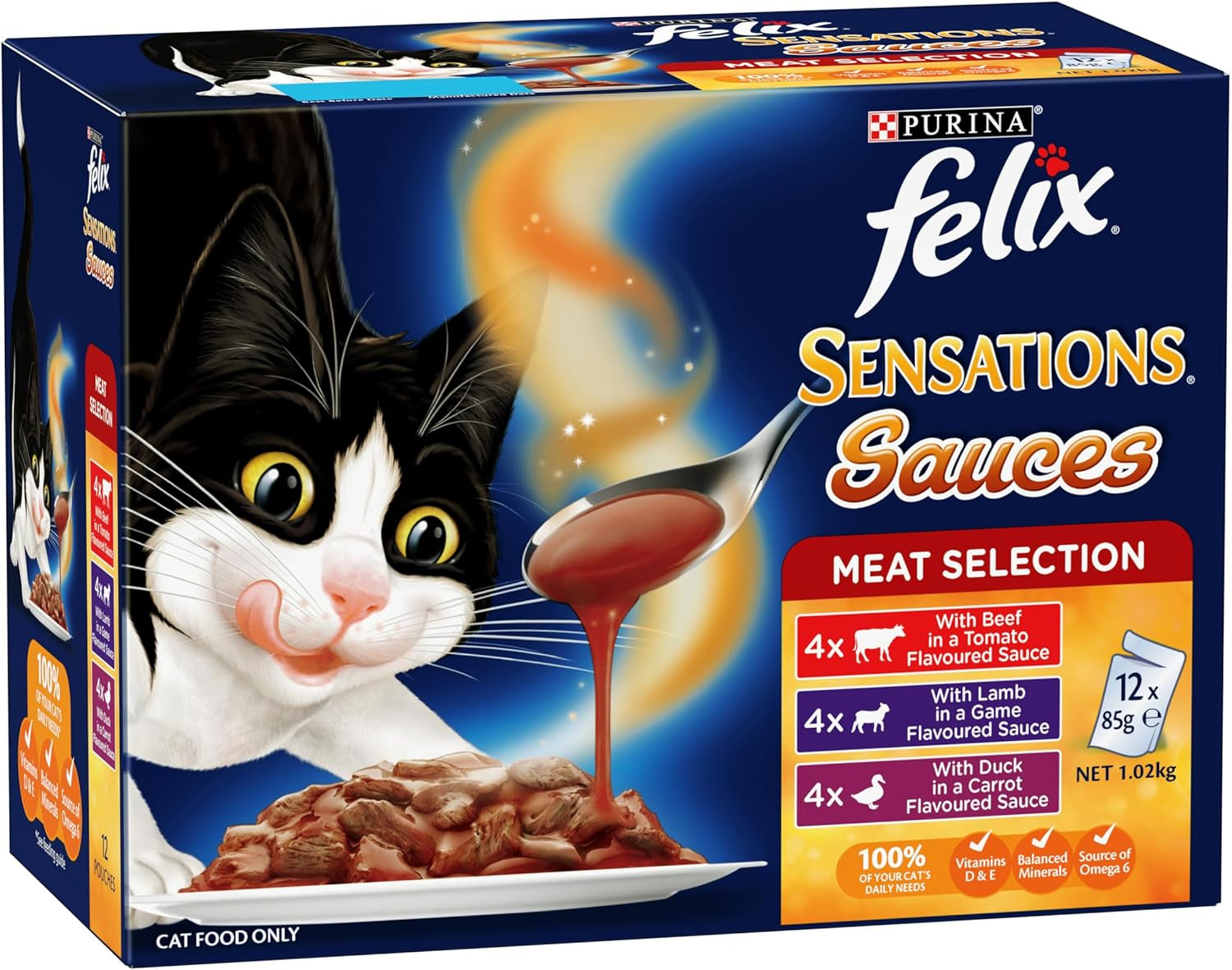 Sensations Adult Wet Cat Food Meat Selection Sauces 60X85G