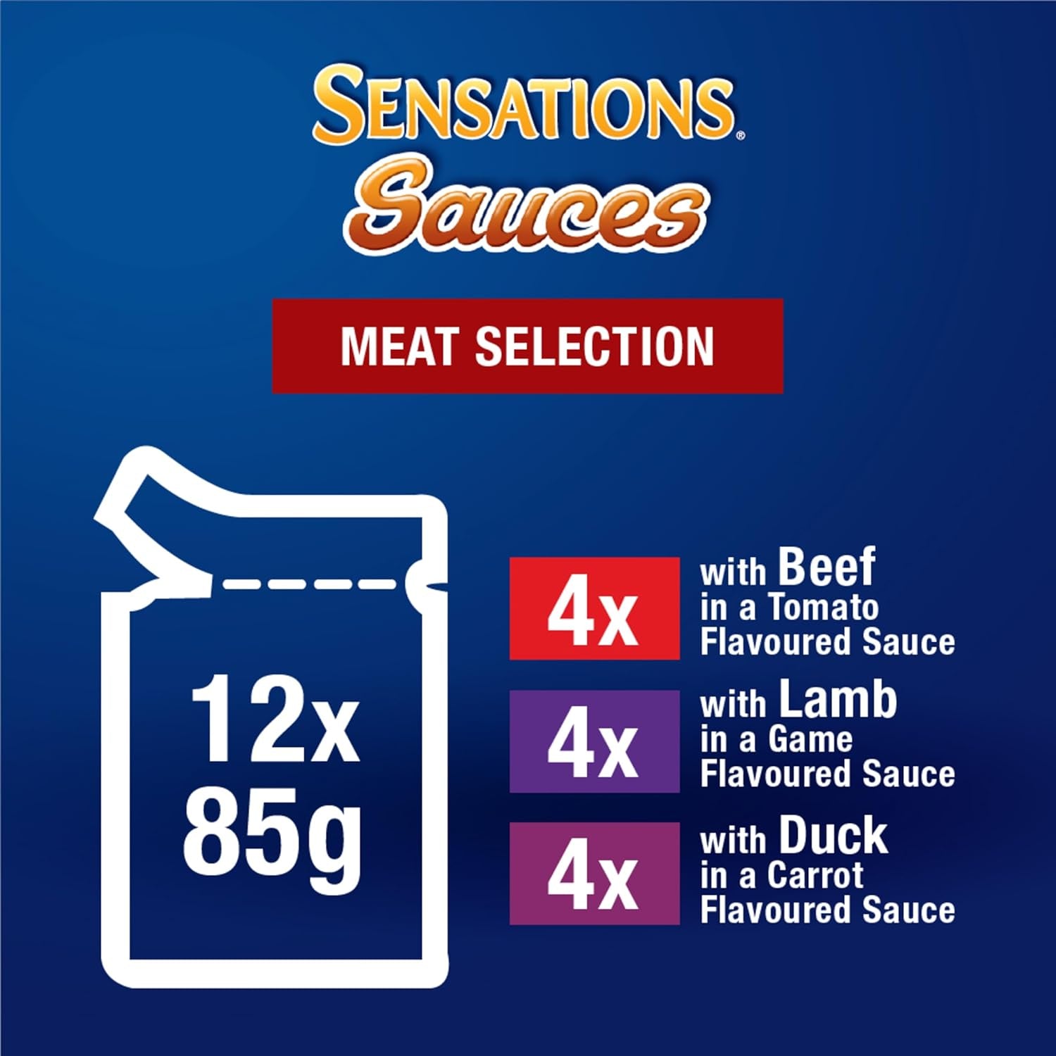 Sensations Adult Wet Cat Food Meat Selection Sauces 60X85G