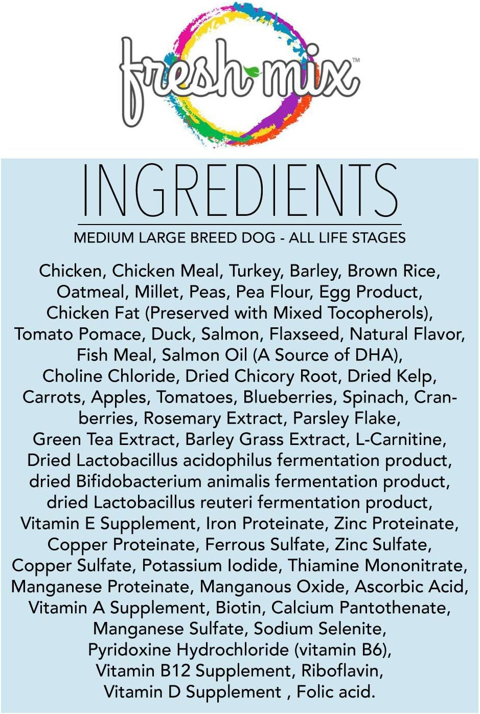 Fresh Mix Dry Dog Food-Medium & Large Breed All Life Stages 4 Lb (1.81Kg)