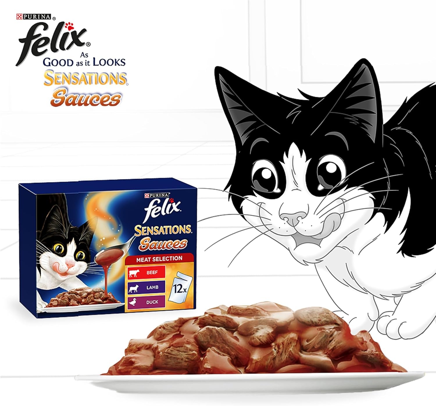 Sensations Adult Wet Cat Food Meat Selection Sauces 60X85G