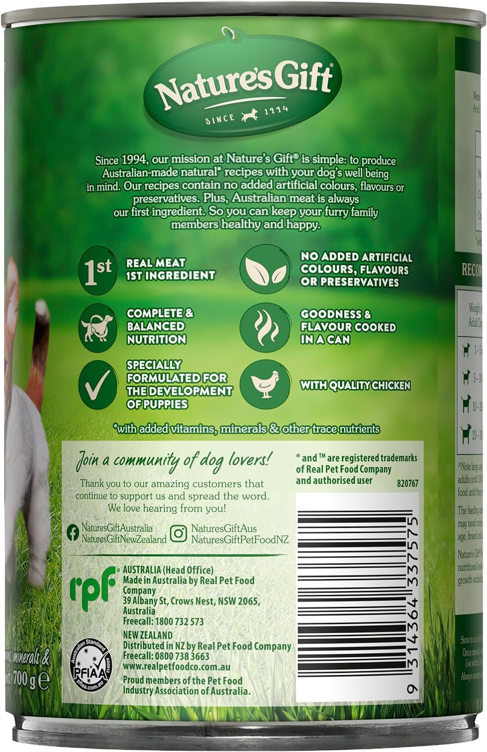 Puppy Mince with Chicken Dog Wet Food Can 700G (Pack of 12)