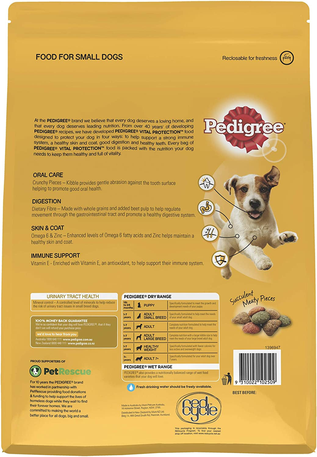 Adult Small Breed Dry Dog Food with Real Beef & Vegies 2.5Kg Bag, 4 Pack