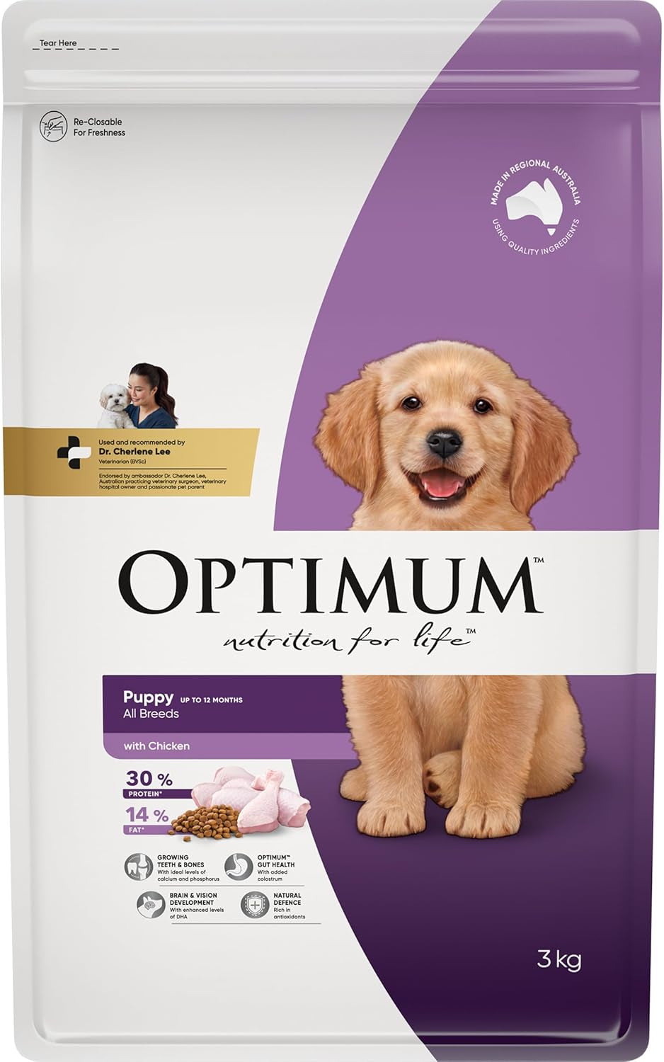 Puppy All Breed Dry Dog Food with Chicken 3Kg Bag, 4 Pack