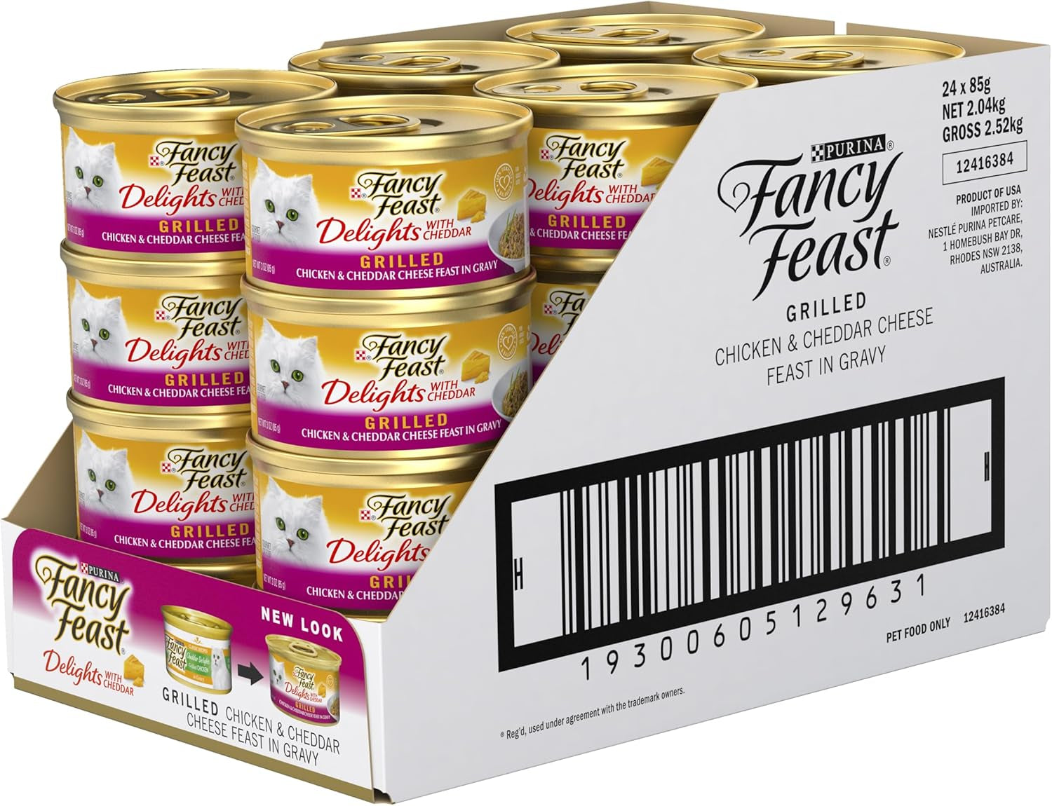 FANCY FEAST Delights with Cheddar Adult Wet Cat Food Grilled Chicken & Cheddar Cheese Feast in Gravy 24X85G