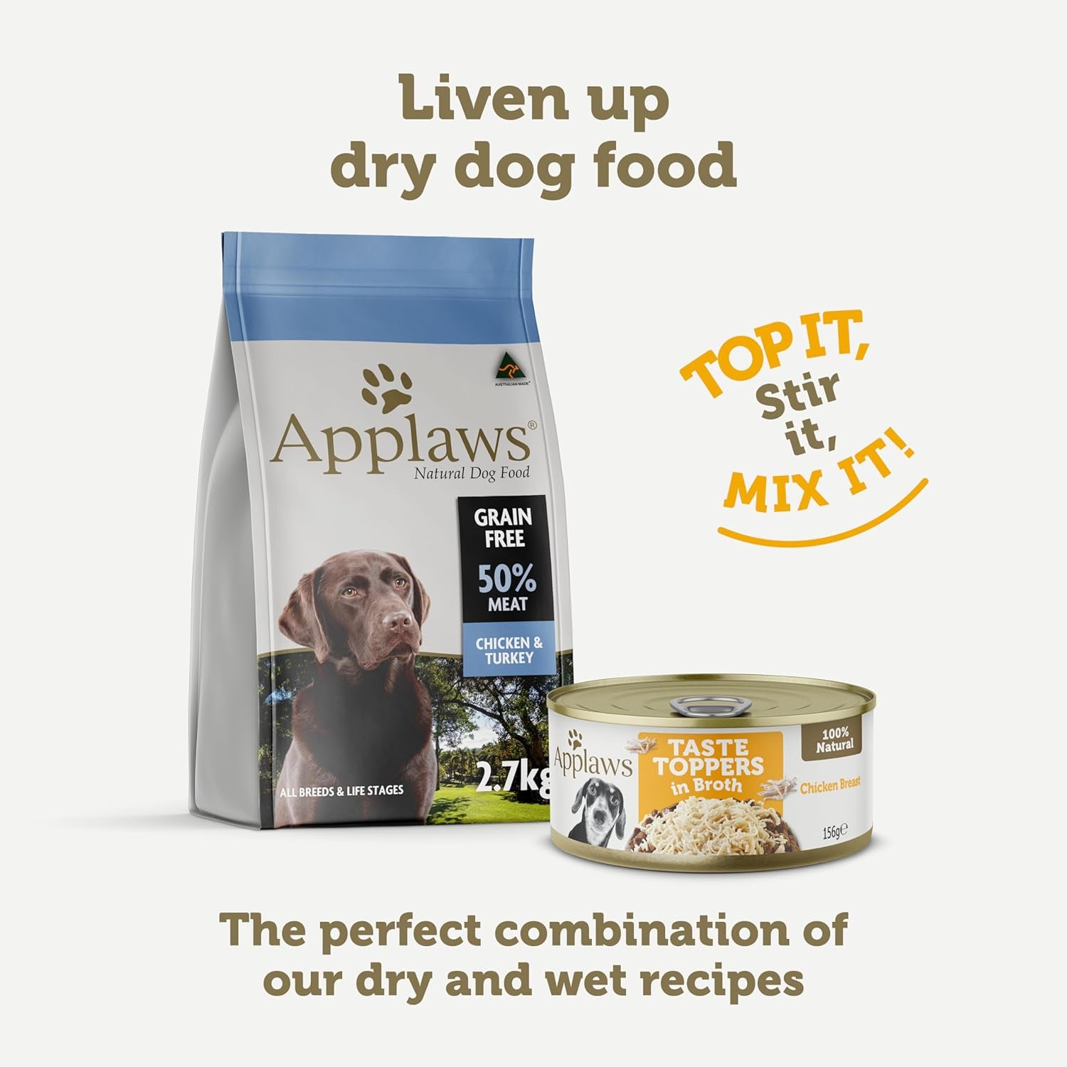 Taste Toppers 100% Natural Wet Dog Food Chicken Breast in Broth Tin 156G (Pack of 16), Limited Ingredients Pet Food