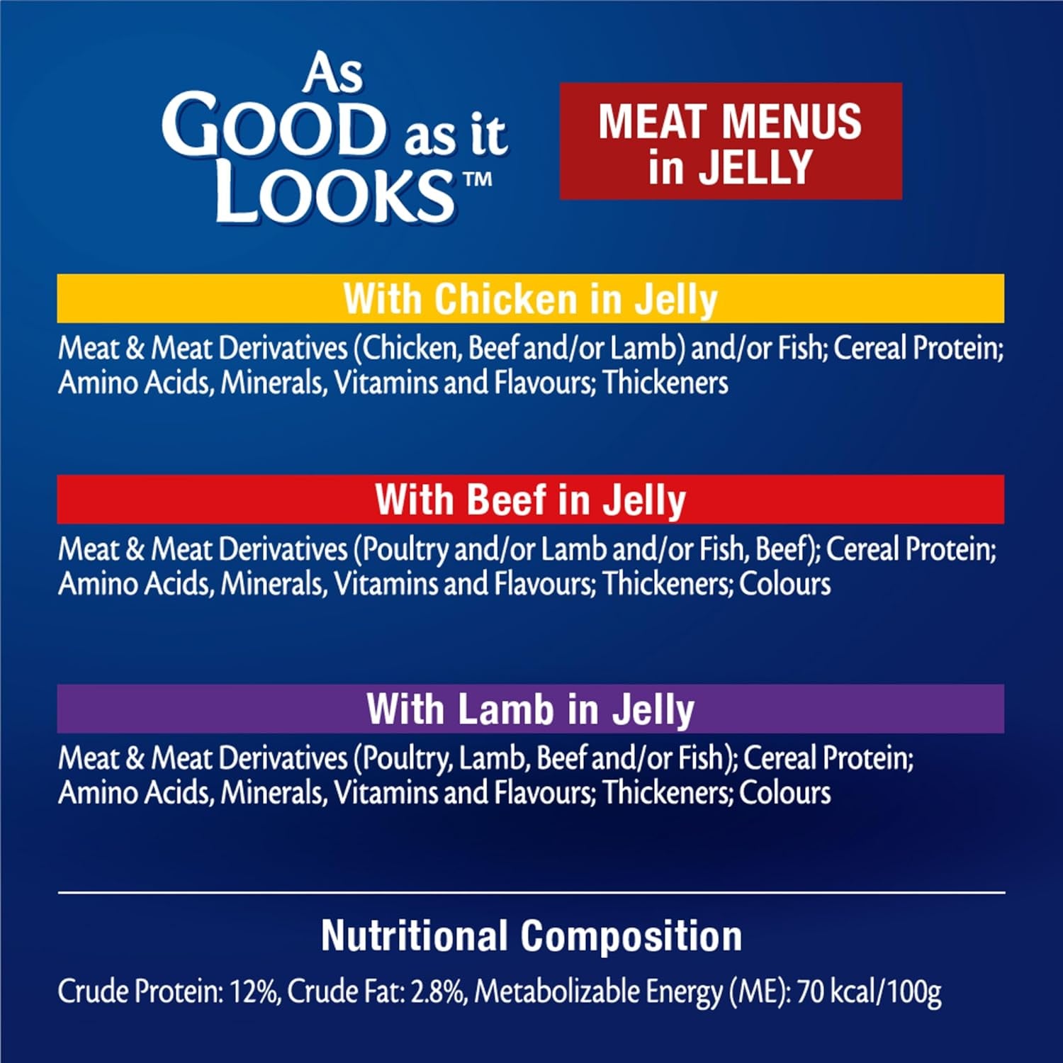 as Good as It Looks Adult Wet Cat Food Meat Menus in Jelly 60X85G
