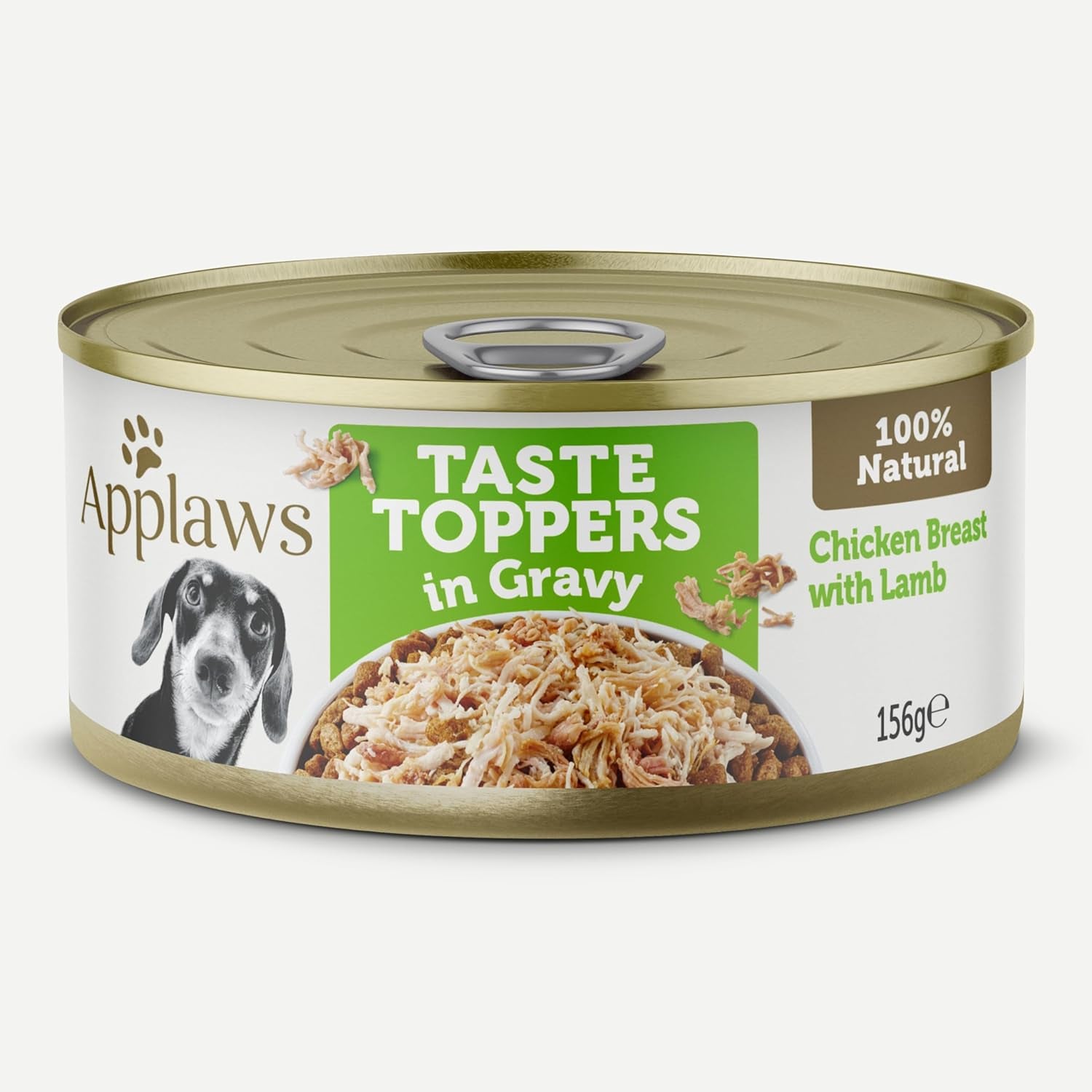 Taste Toppers 100% Natural Wet Dog Food Chicken Breast with Lamb in Gravy Tin 156G (Pack of 16), Limited Ingredients Pet Food
