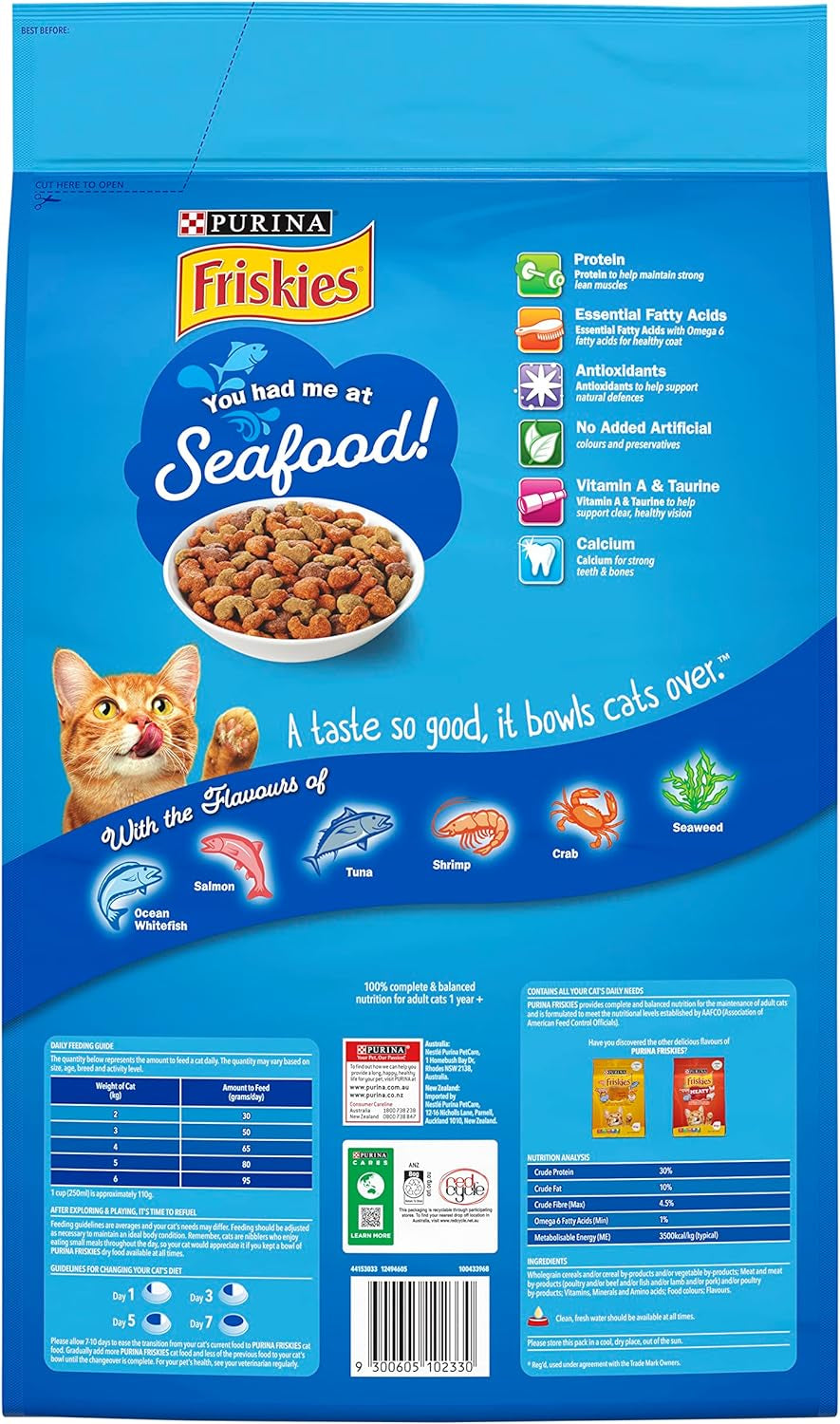FRISKIES Adult Dry Cat Food Seafood Sensations 10Kg