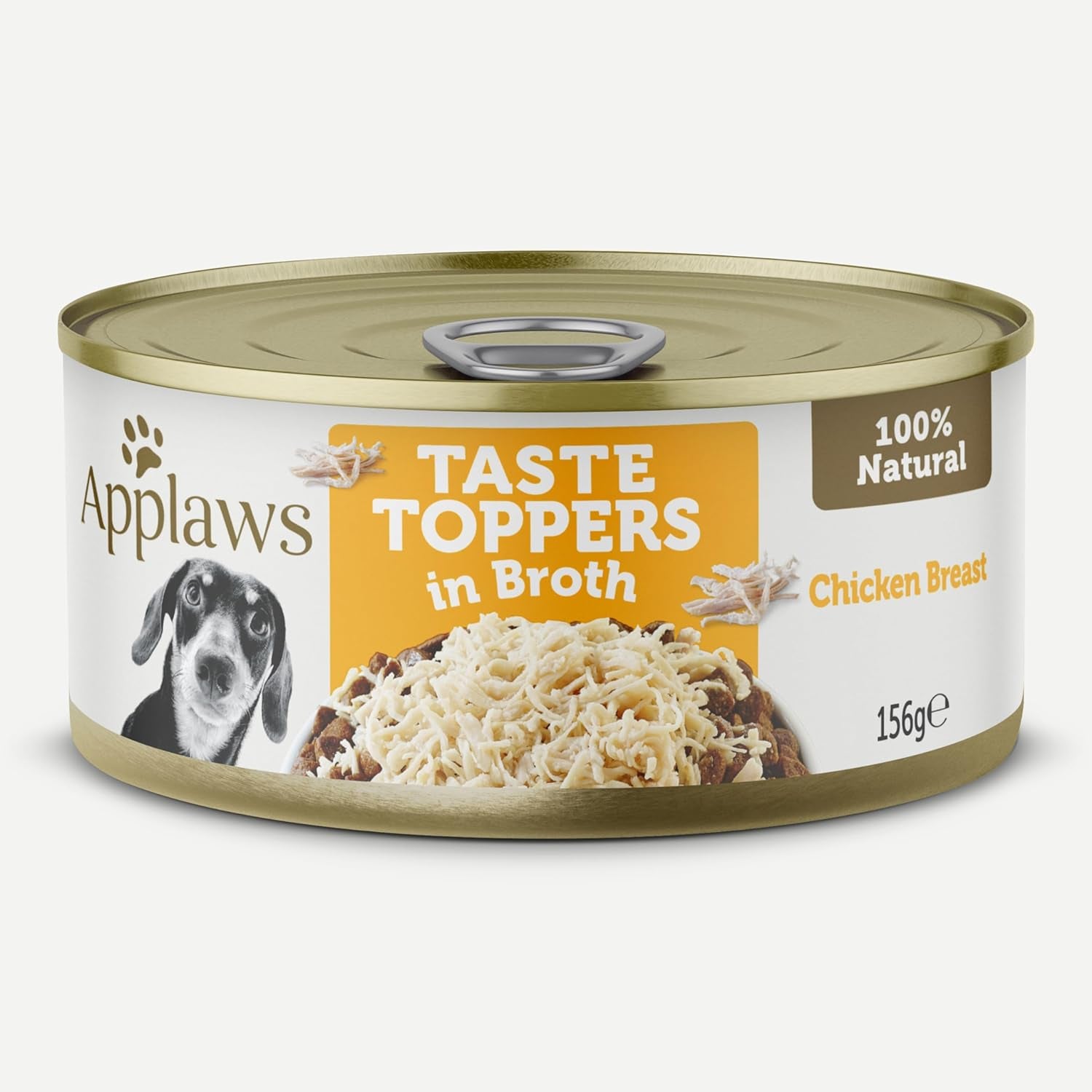 Taste Toppers 100% Natural Wet Dog Food Chicken Breast in Broth Tin 156G (Pack of 16), Limited Ingredients Pet Food