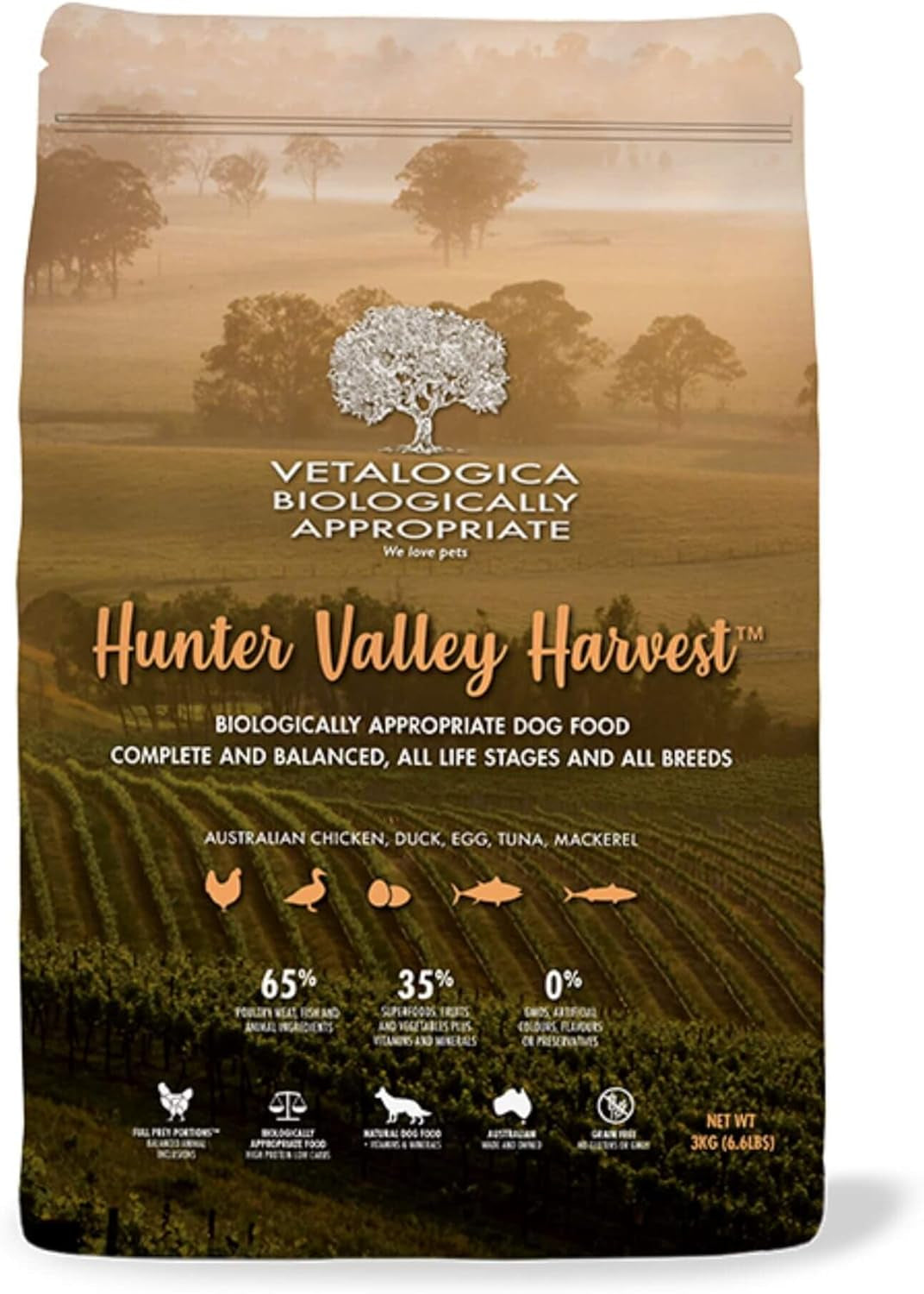 Biologically Appropriate Hunter Valley Harvest Grain Free Adult Dry Dog Food 3 Kg